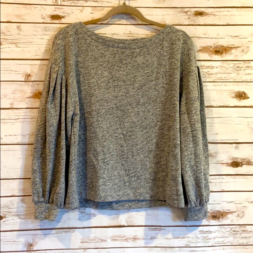 Heather grey balloon sleeve top